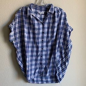 Madewell Blue Plaid Courier Top Button Down Oversized Size Medium